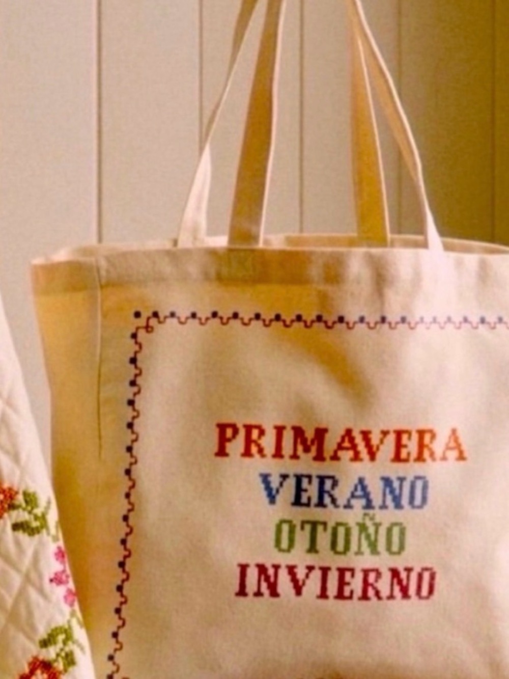 Sézane Tote bag Lucia Vergara Ecru Canvas Multicolor Seasonal